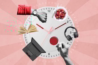 Reloj con diferentes actividades en diferentes horas