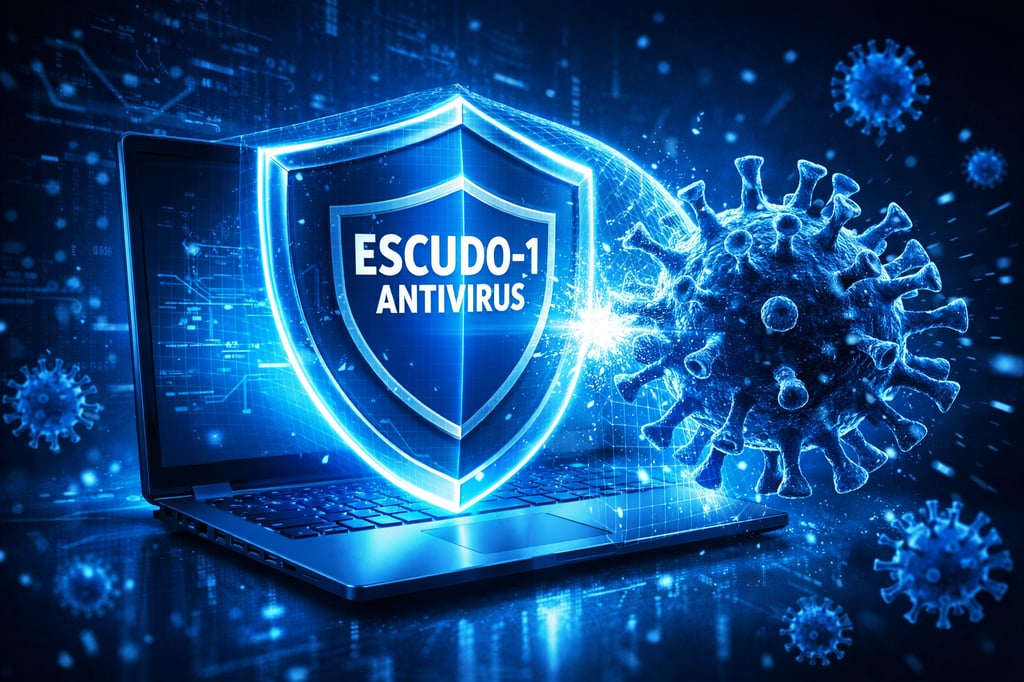 Crea una imagen con una iluminacin azul la imagen debe tener un computador que esta siendo protegido de un virustipo covid esto por un programa antivi-1